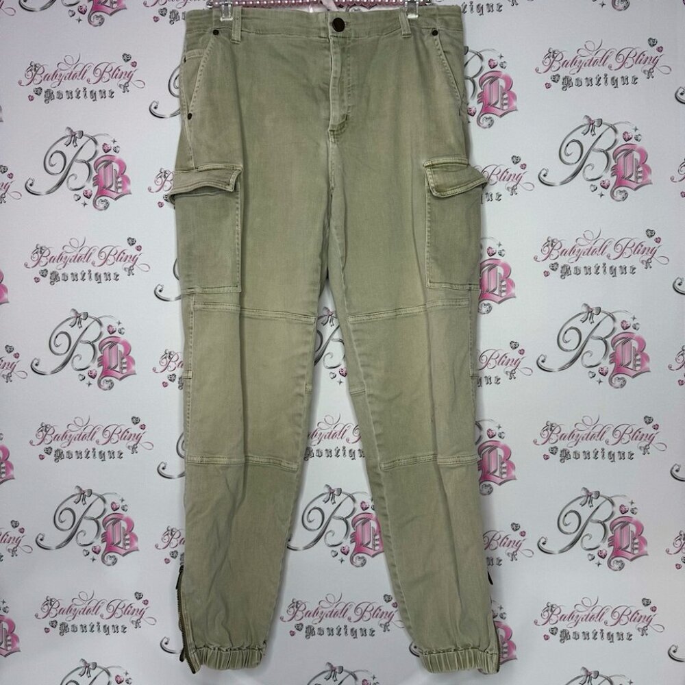 Michael kors cargo pants green olive military pockets zippers gold hardware